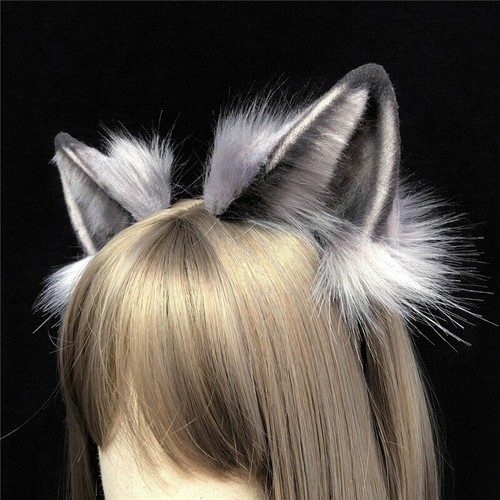 White Fold Wolf Haru Bunny Rabbit Ears Cosplay Hairhoop Headband Headwear - Picture 5 of 7