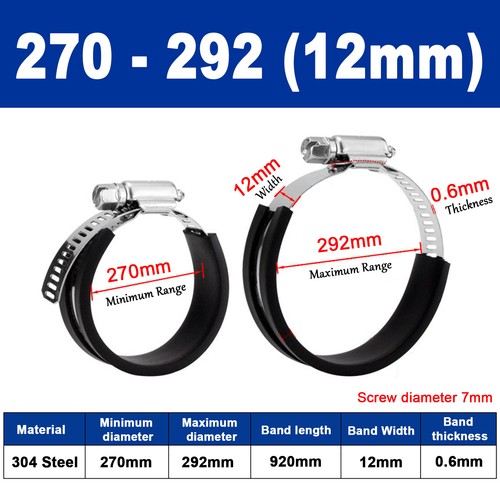 Rubber Lined Jubilee Clips Cable Mounting Hose Water Pipe Clamp Stainless Steel - Picture 34 of 35