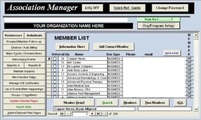 Association Manager full member management application , uses Microsoft Access