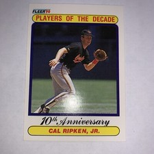 1990 FLEER BASEBALL #624 CAL RIPKEN, JR. - PLAYER OF THE DECADE 10th ANNIVERSARY
