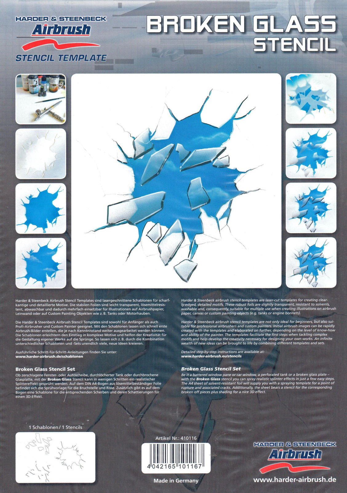 HARDER & STEENBECK AIRBRUSH STENCILS - BROKEN GLASS