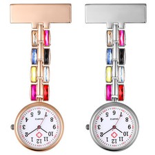 FOB Nurse Watch Crystal Pendant Quartz Analog Clip On Doctor Watch Waterproof