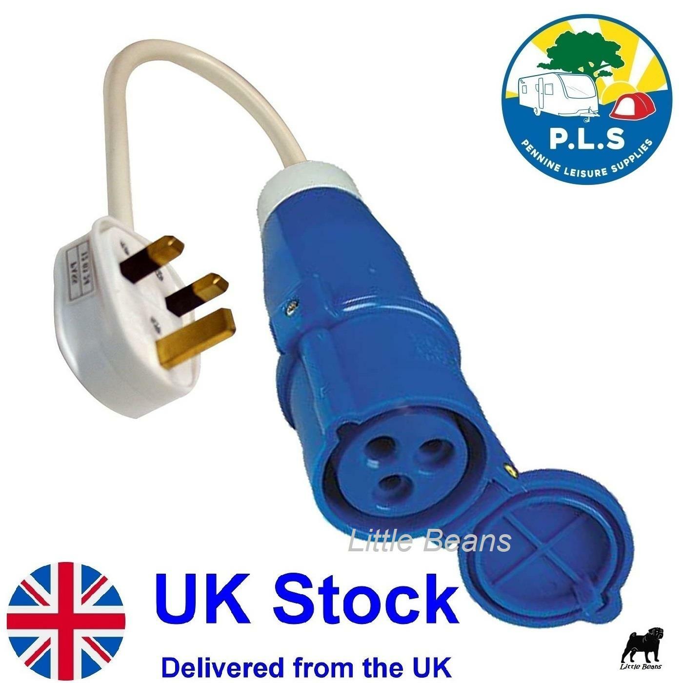 Main Hook Up UK Conversion Lead Plug Adaptor Camping Caravan Site ...