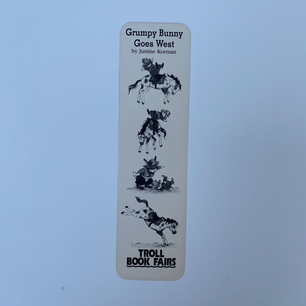 Vintage 90s Troll Book Fairs Bookmark Grumpy Bunny Goes West