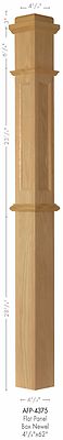 AFP-4375 Red Oak Actual Flat Panel Box Newel Post