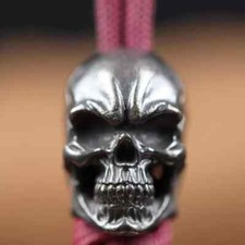 Solid EDC Black Skull Bead Charm Paracord Lanyard Pendant Knife Brass Collection