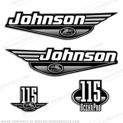 Fits Johnson 115 hp Decals Ocean Pro - Black