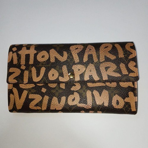 Louis Vuitton Graffiti Bi-fold Long Wallet Brown Monogram Women's Men's Auth