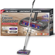Cordless Electric Sweeper Rechargeable Floor Cleaner W/ LED Silicone Brushes