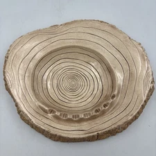 Vintage Arnel's Ceramic Ashtray Faux Wood Large 1970s Smoking Tray Signed