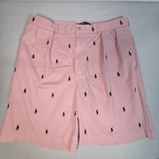 Vintage 90s Original Polo Ralph Lauren Pink All Over Pony Chino Short Mens 36