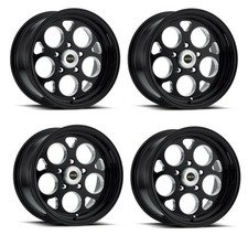 Set 4 15 Vision 561 Sport Mag Gloss Black With Milled Windows 15x10 Wheels 5x4.