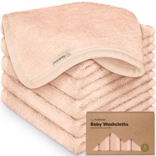 6-Pack Bamboo Baby Washcloths 10x10 Peach Soft Absorbent Reusable Gentle