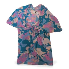 Cozy Co. Blue Floral Tie-Front Tunic Top - One Size (New With Tags)