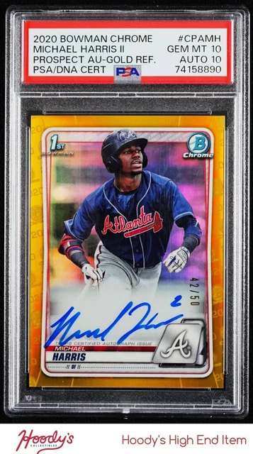2020 Bowman Chrome Gold Refractor Michael Harris II 1st Rookie Auto 42/50 PSA 10