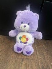 VTG 2003 Talking Harmony 14  Care Bear Purple Plush Stuffed Bear Rainbow Flower