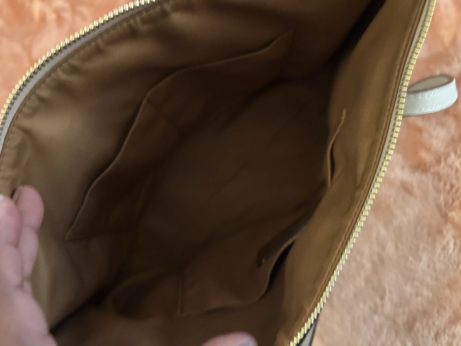 Coach Borsa Donna Outline Firmata con Zip Firma Marrone