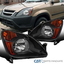 Black Fits 2002-2004 Honda Crv Cr-v Headlights Head Lamps Assembly Leftright