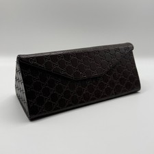Gucci Dark Brown Guccissima Leather Collapsible Sunglasses Case Triangle