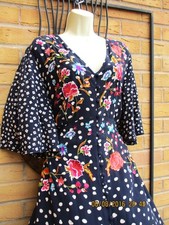 Gorgeous Monsoon Rori Size XL  20 22 Navy Spotty Embroidered Midi Shirt Dress