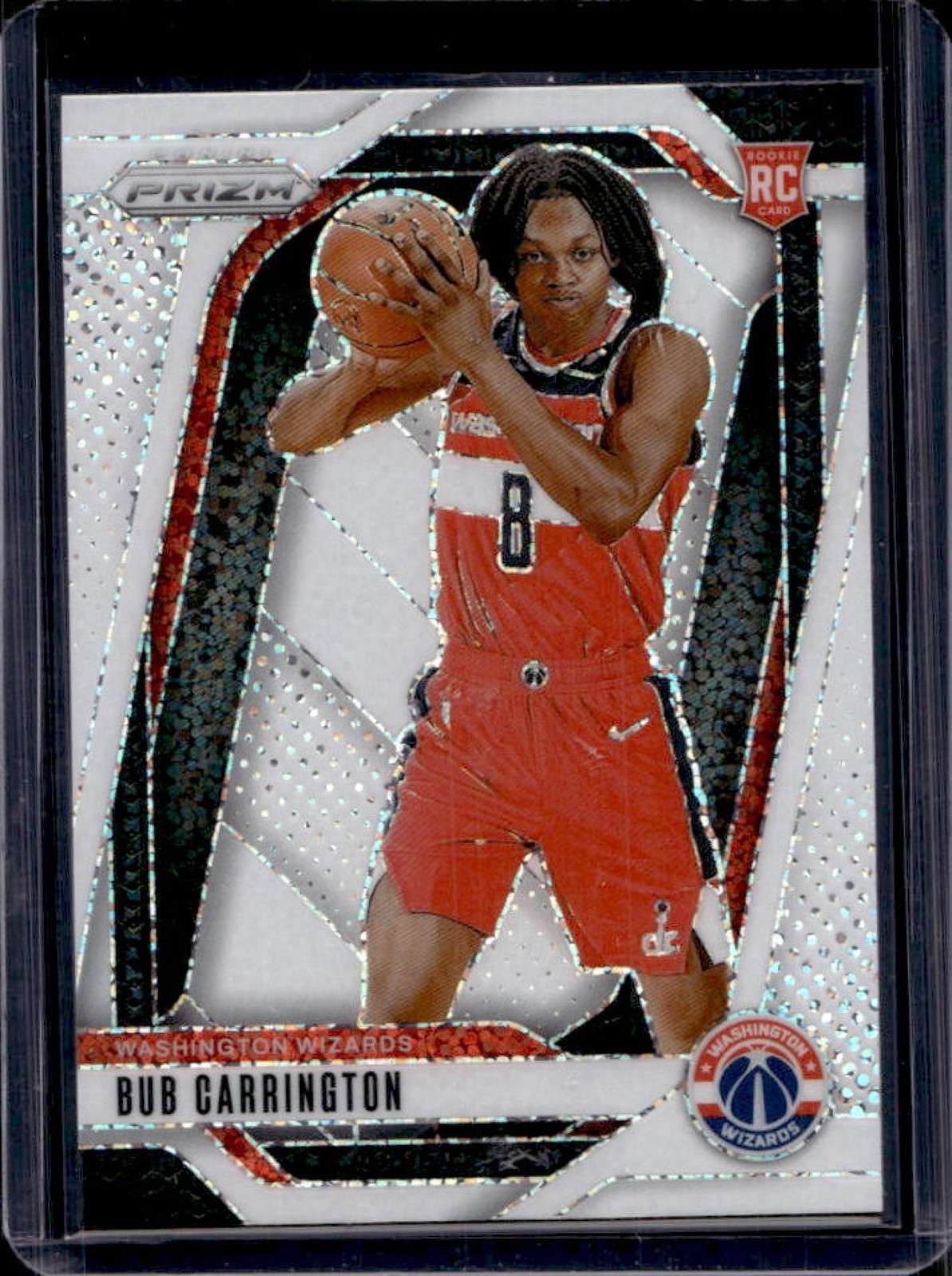 2024-25 Prizm Bub Carrington RC White Sparkle SP Rookie #244 Wizards