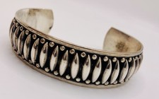 Vintage Marked 925 Sterling Silver Bar Dome Cuff Bracelet Navajo? Mexico?