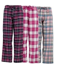 Women's Flannel Sleep Pants Lounging PJ Drawstring Medium 3 Pack-combo a