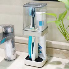 Toothbrush Holder with Cup Cover Bathroom Organizer for Toothpaste Storage