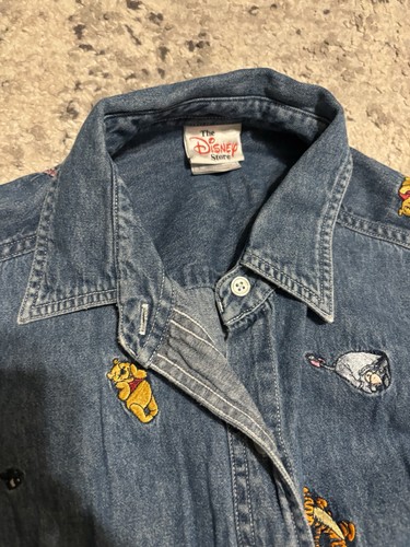 Vintage 1990’s The Disney Store Winnie The Pooh And Friends Denim Shirt Sz L - Picture 2 of 6