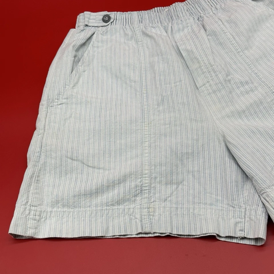 复古美国制造李维斯运动服女式 12 码白色条纹棉质短裤 — 第 3/4 张图片