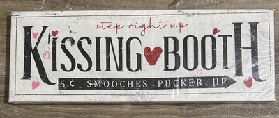 Kissing  3 Booth Wooden Sign 5cents Pucker Up Size 17x6  | NEW | Easy to Hang!