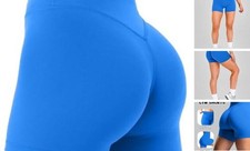  Women's Workout Gym Biker Shorts High Waisted Athletic X-Small Royal Blue