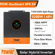 5200W 48V Solar Hybrid Inverter Split Phase 120V 240V 100A MPPT Controller 500V