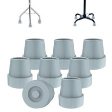 MFE Quad Cane Tip 8 Pack , Non-Slip Durable Rubber 1/2 Inch, Grey
