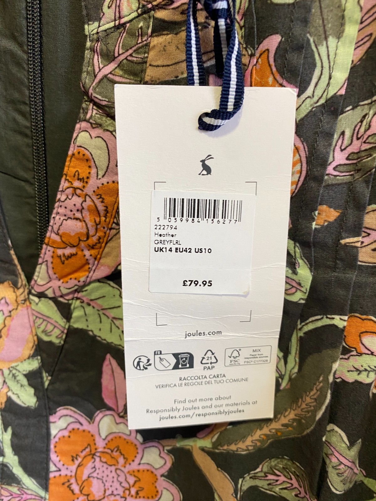Joules Heather Dress in Grey Floral Multi UK 14 (jo42) image 5