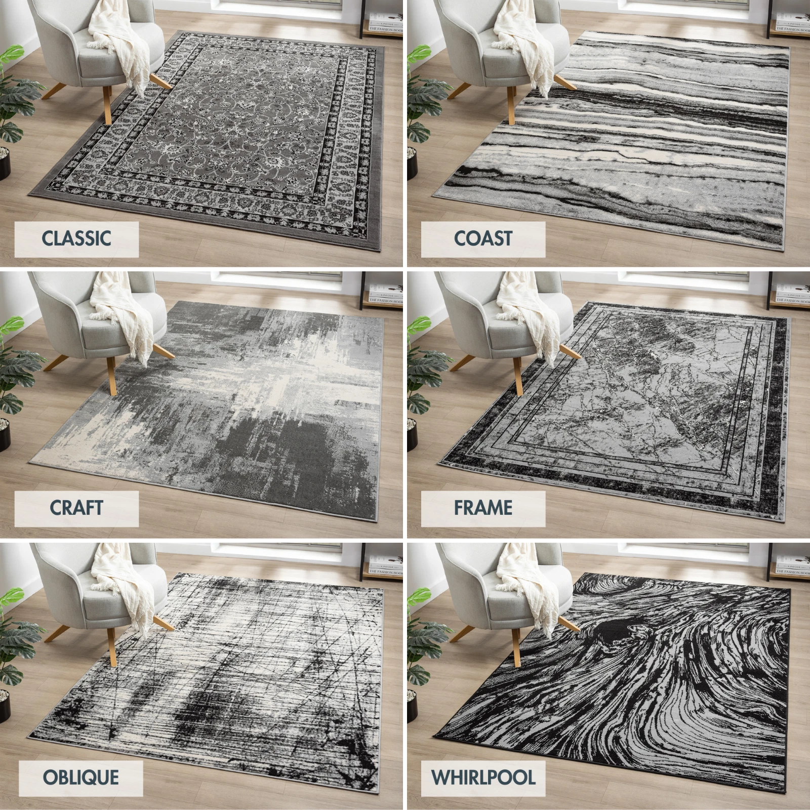 Obsidian Low Pile Rugs Hallway Runners Rug Living Room Abstract Area Rugs
Opens in a new window or t