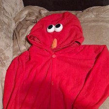 Elmo Red Hooded Character One Piece Unisex Costume bodysuit Pajamas Cosplay