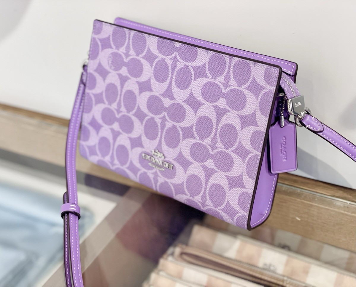 NWT Coach Slim Crossbody Bag In Signature Canvas Purple Iris