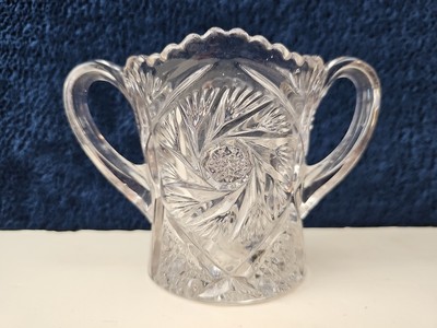 American Brilliant Period Cut Glass Open Sugar / Holder VINTAGE 