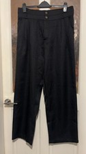 Cider High Waist Dress Pants Black Size XL Wide Leg Textured Button Detail