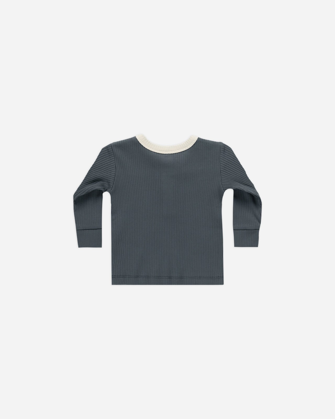 Quincy Mae Ribbed Henley Top Indigo Baby 0-3 Months Soft Cotton Shirt