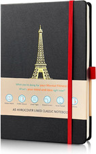 Hardcover Writing Notebook with Pen Loop Thick A5 College Ruled Notebook Pocket