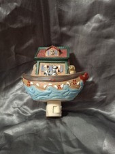NIB NEW Vintage Ceramic Noah  s Ark Night Light Nursery 6  X 5  1997 In Box WORKS