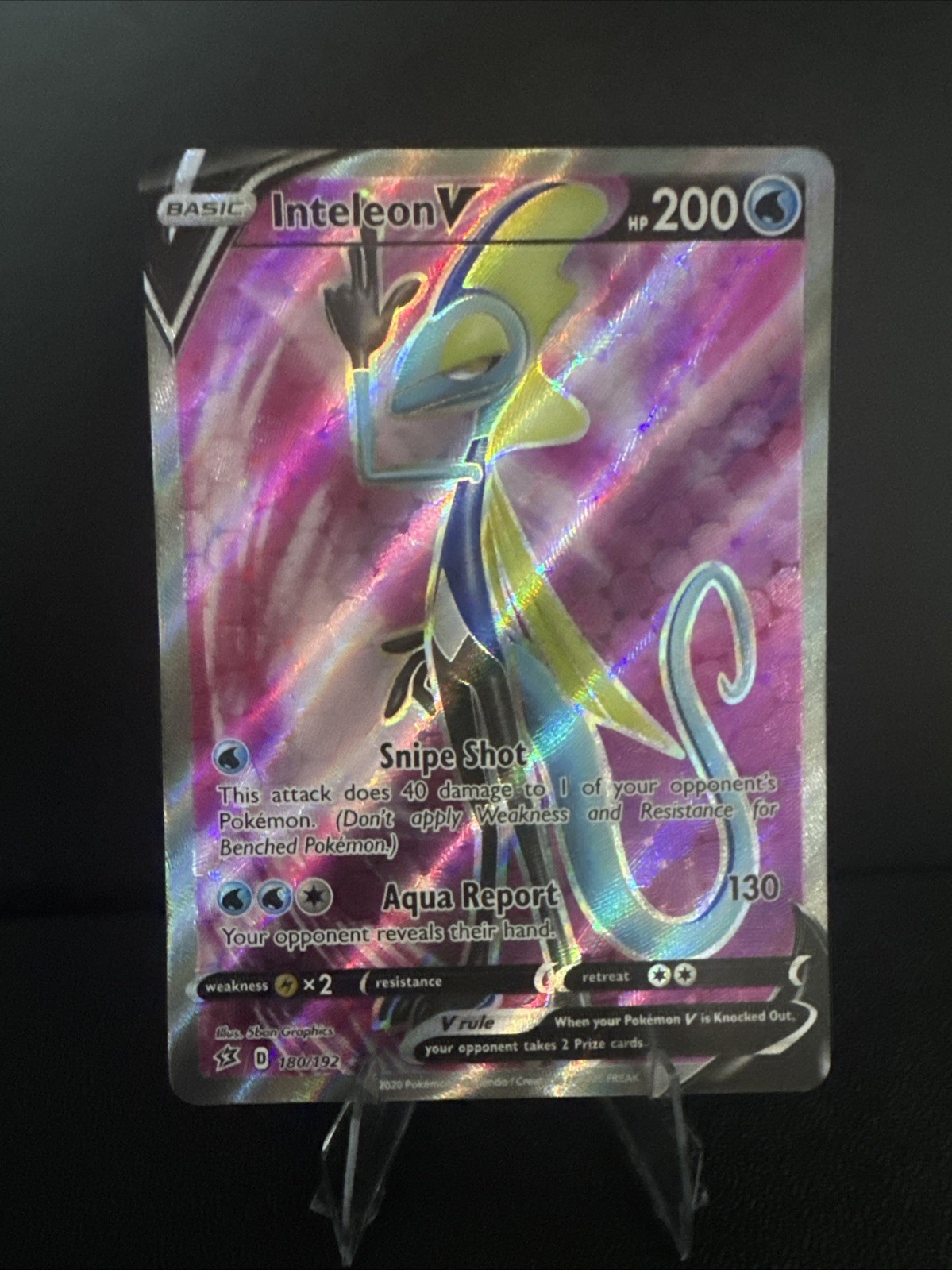 Pokemon TCG Inteleon V (Full Art) 180/192 Swsh02: Rebel Clash Holo NM - GM