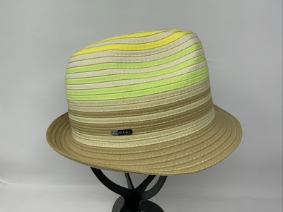 Calvin Klein Unisex Yellow Green Tan Beige Brown Fedora Polyester Summer Hat