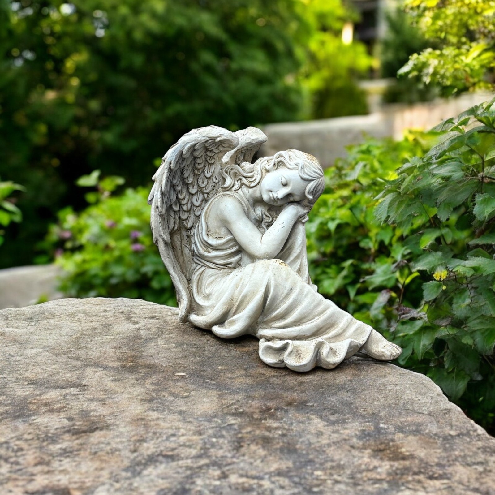 Garden Ornament Fairy Angel Cherub Statue Pond Lantern Decoration 38CM