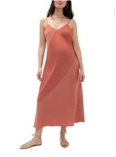 Hatch Womens Maternity The Willow V-Neck Sleeveless Satin Dress Peach Pink Sz 1