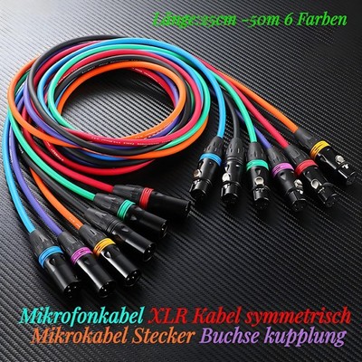 25cm-50m Mikrofonkabel XLR Kabel symmetrisch Mikrokabel Stecker Buchse kupplung