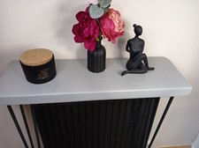 Floating wooden ,radiator console-shelf with free harpins 85cm.