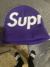Supreme New York Big Logo Beanie OSFA Purple FW23 NEW
